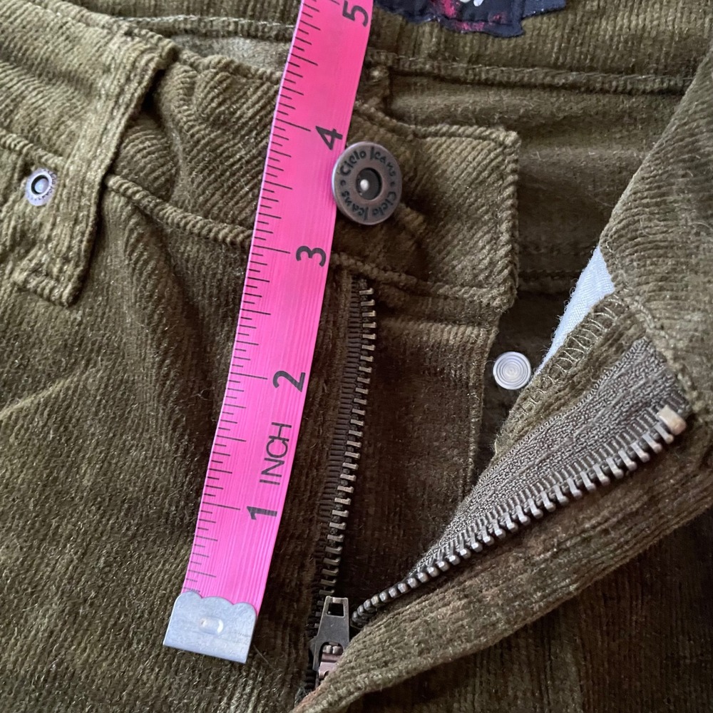 Cielo Jeans Olive Green Corduroy Flare Pants Low Rise Y2K Size 9 SP7057 NWT - Picture 13 of 14